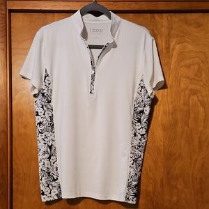 Izod Womens Golf  Shirt with Black Floral Design